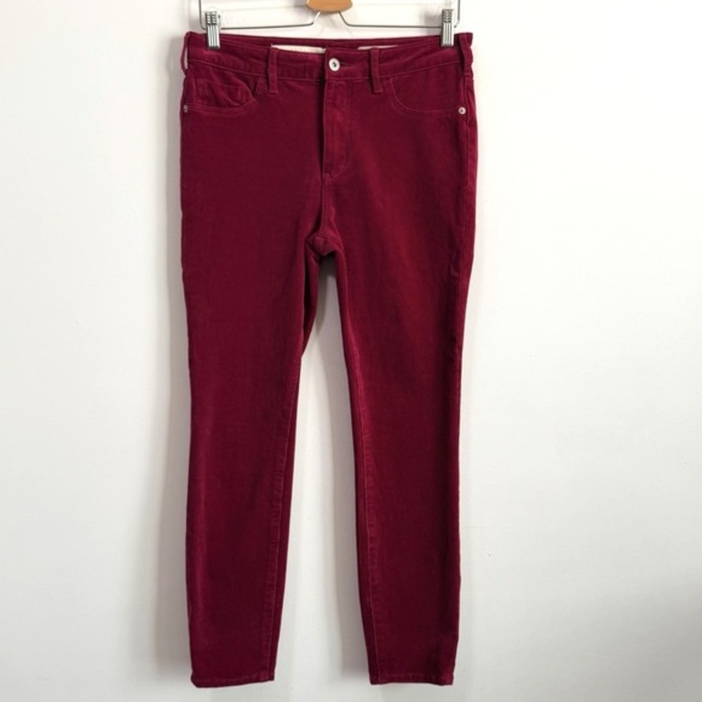 Anthropologie PILCRO High Rise Skinny Micro Corduroy Pants 29 Berry Magenta Boho